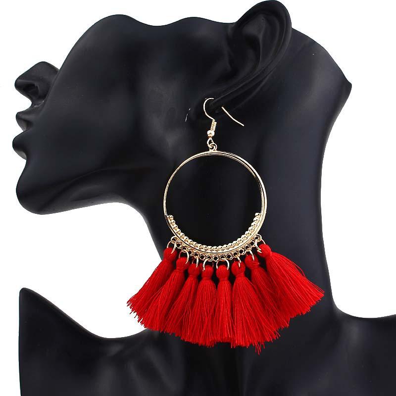 Earrings For Women Luxury Round Ball Earrings Wedding Charm Long Earringjewelry Bohemia: Red