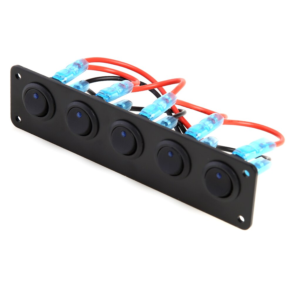 Waterproof Rocker Switch Panel LED 12V 20A 24V 10A DC 5 Gang Car Marine Blue Outdoor Personal Car Parts Decoration