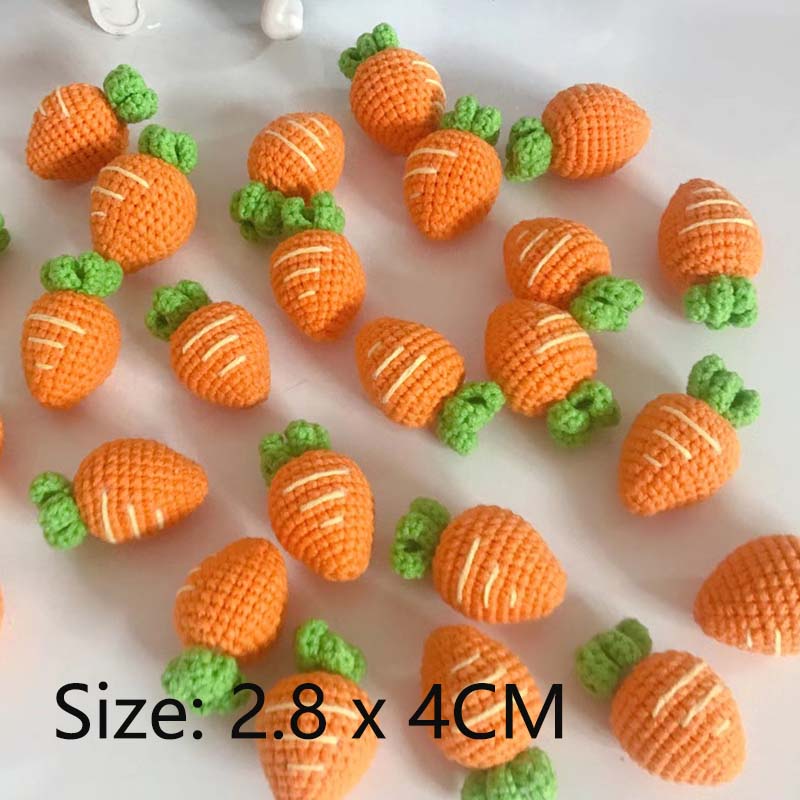 3 uds. De zanahorias tejidas, frutas de ganchillo de fresa, bonitos para sombrero, suéter, decoraciones de tela, zanahoria, apliques DIY, accesorios de: royal blue