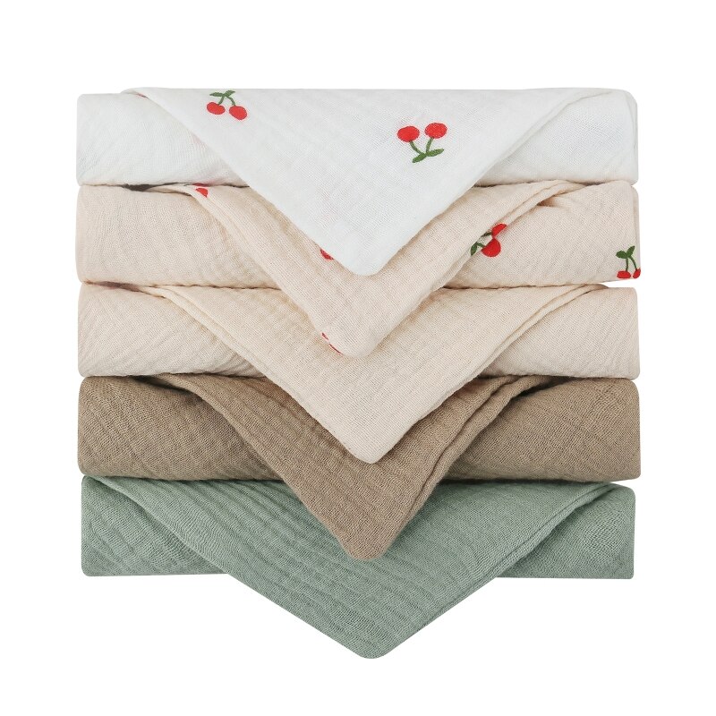 5 Pcs/set Soft Cotton Baby Face Towel Bath Towel Absorbent Gauze Newborn Burp Cloths Kids Washcloth Handkerchief Feeding Towel: square towel-5