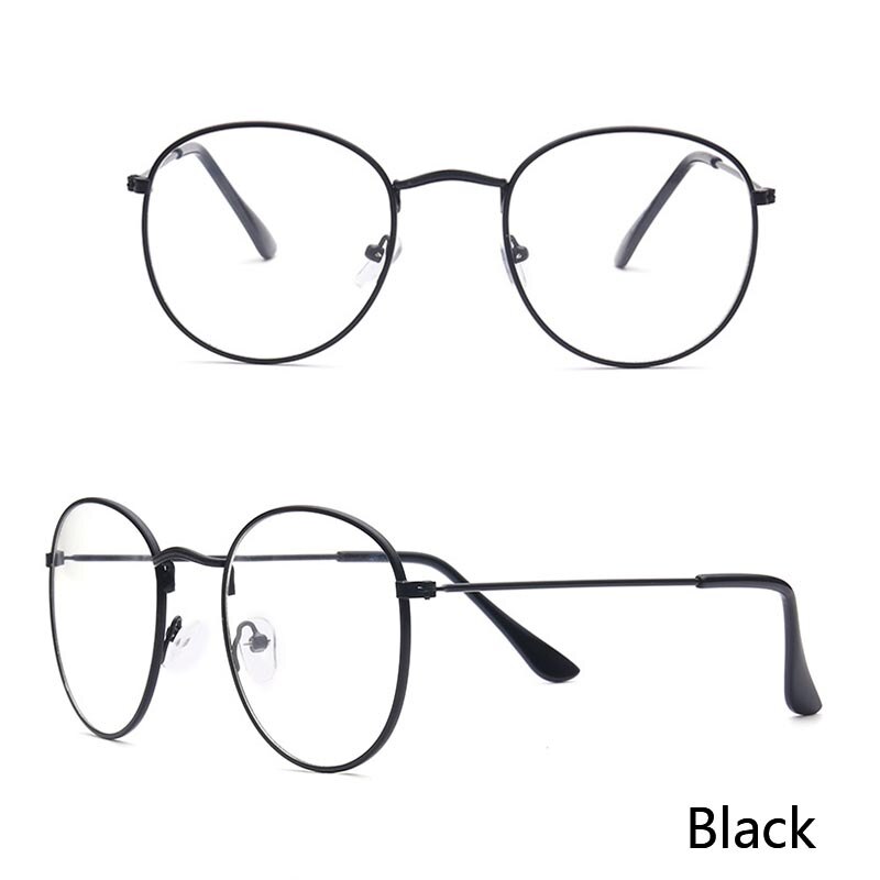 Brand Classic Gold Frame Clear Frame Glasses Women Men Spectacle Frame Clear Lens Optical Glass Lunette: Black