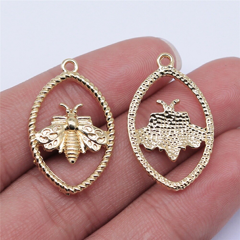 Dijes de abeja, Hornet de miel, Bronce Antiguo, colgantes de Color plateado, hallazgos de fabricación DIY, artesanía hecha a mano, 10 piezas: Zinc negro plateado