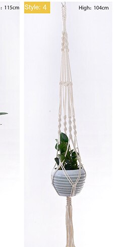Opknoping Mand Geknoopt Macrame Plant Hanger Cottonflower Mand Lifting Touw Opknoping Mand Bloempot Houder Balkon Tuin Decoratie: 4