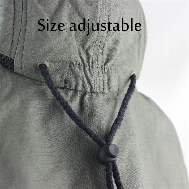 Summer Sun Hat Men Women Cotton Boonie Hat with Neck Flap Outdoor UV Protection Large Wide Brim Hiking Fishing Safari Bucket Hat