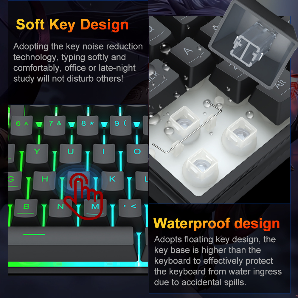 REDRAGON SHIVA K517 RGB USB RGB przewodowa membranowa klawiatura do gier 94 klawisze do komputera PC Laptop Gamer odpinany kabel