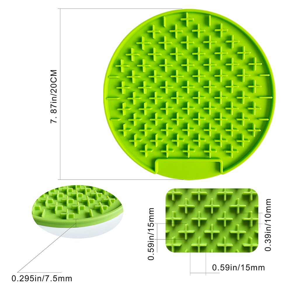 Mat Voor Hond Feeding Kom Siliconen Hond Voeden Lick Pad Hond Feeder Behandelen Doseren Mat Honden Katten Slow voedsel Bowls #15: round green