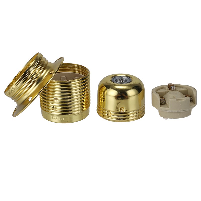 Portalámparas de Metal E27 E26, casquillo de lámpara Edison Vintage pulido con anillo, Base de lámpara DIY para accesorio de iluminación