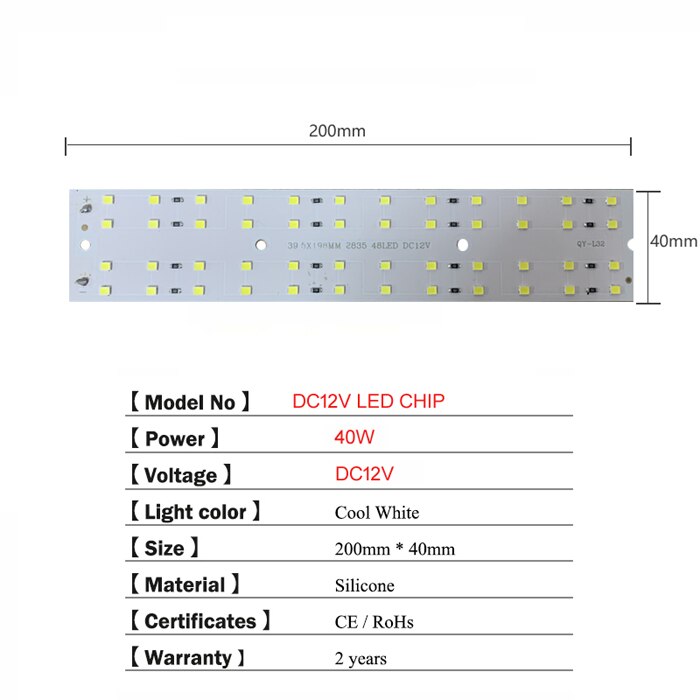 Led Flood Light DC12 Volt Waterproof IP65 40W DC12V LED Spotlight Refletor Outdoor lighting Wall Lamp Garden Floodlight: 40W LED CHIP