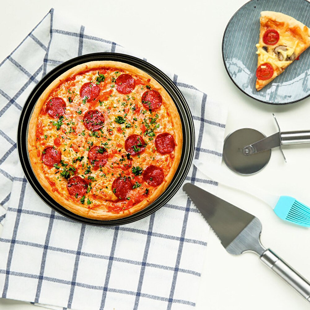 Kulstofstål non-stick gør-det-selv mikroovn pizza bradepande mesh plade plade bagegrej hjemmekøkken restaurant bagegrej bageværktøj