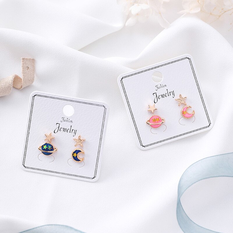 Japansk enkel harajuku pige planet stjerne søde øreringe små øreringe til kvinder minimalistiske smykker tilbehør
