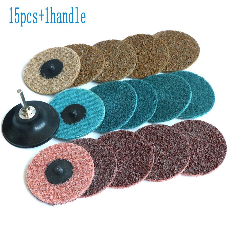 Yutnqin 3 Inch Roll Lock Oppervlak Polijsten Quick Change Disc Schuurpad 15 st 75mm Nylon Schuurpads voor Aangedreven Schuurmachine: Black