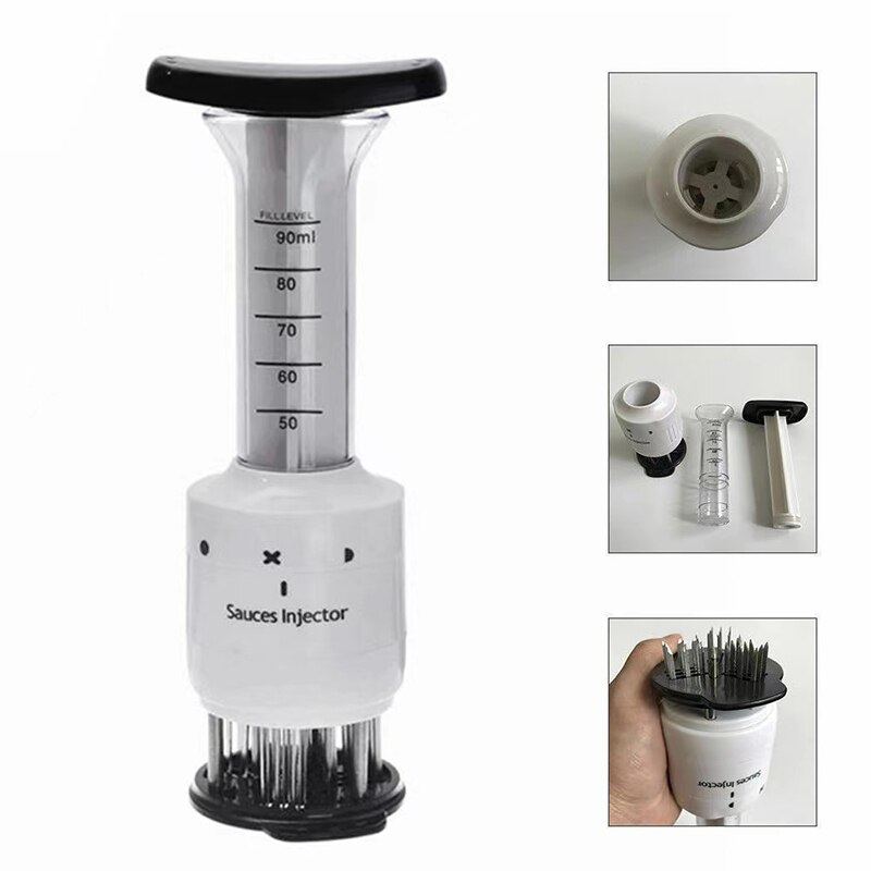 2 in 1 Meat Tenderizer Marinade Injector BBQ Meat Steak Beef Sauce Tenderizer with Stainless Steel Needle kitchen Tools