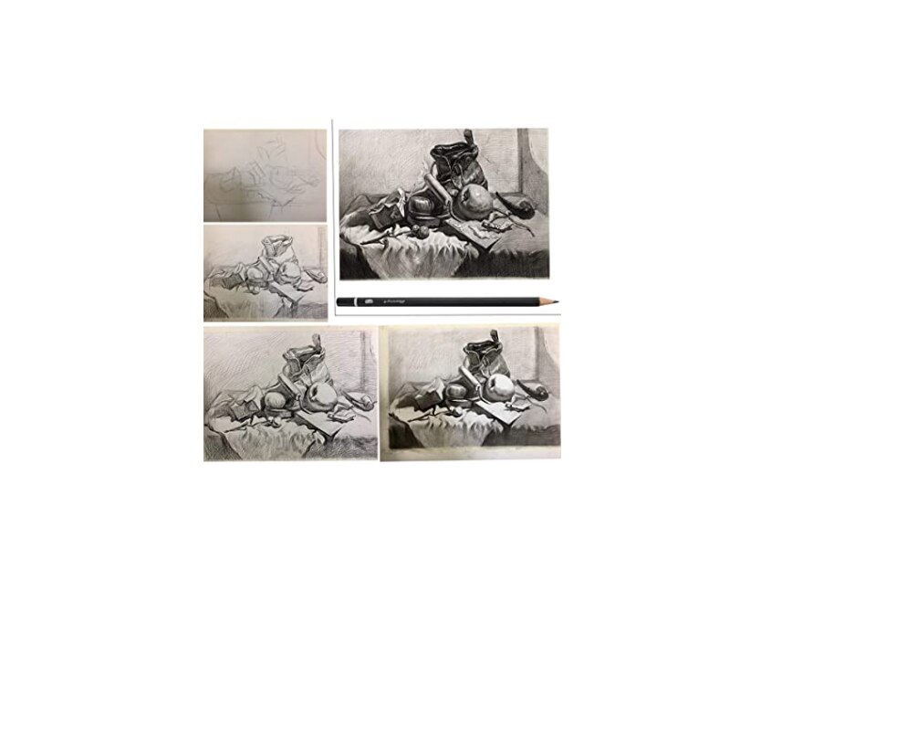 12 Sketching Pencils Drawing Set Graphite Pencils for Artist,Beginner,Student,Kid （12 Pencils + Eraser + Shapener）