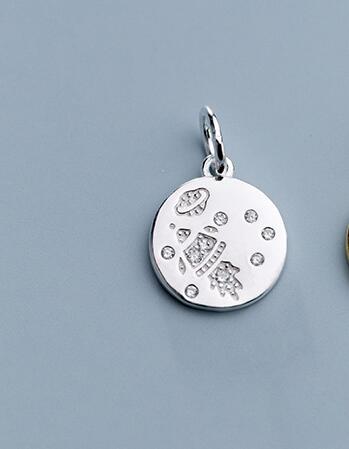 Round Cartoon AAA Zircon Paved Dangle Charms 925 Sterling Silver Decoration Pendants DIY Girls Jewelry Findings Supplier: silver 1pcs