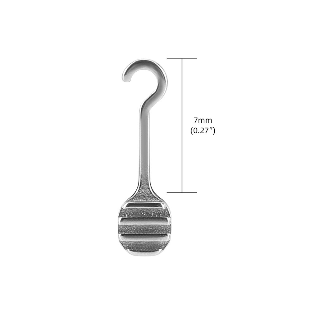 10 unids/bolsa gancho de ortodoncia Dental ganchos crimpables curvados largos Material de acero inoxidable soportes accesorios de odontología izquierda/derecha