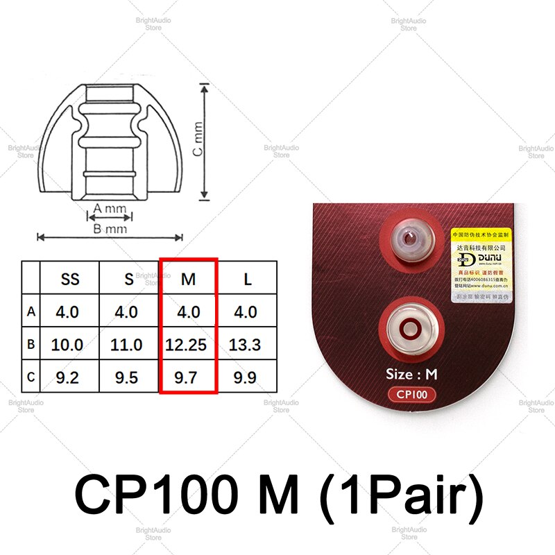 SpinFit CP100 CP800 CP240 In-ear Ear tip 1 pair ( 2pcs ) Earphone Silicone Case for FiiO DUNU FH7: CP100(M) 1pair