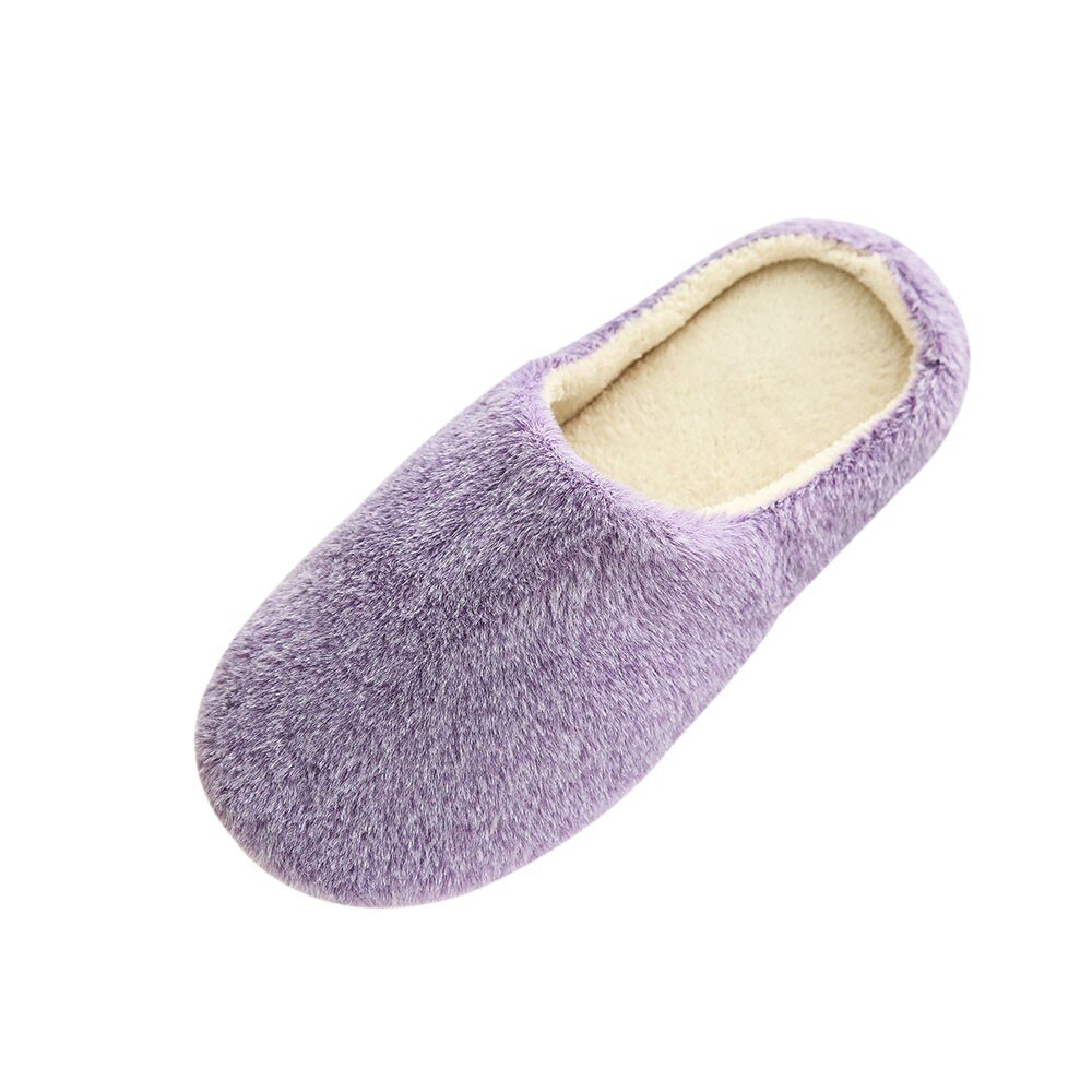 Damskor vintertofflor varmt hem plysch mjuka tofflor inomhus halkskydd vintergolv sovrumsskor chaussures  #25: Lila / 42-43