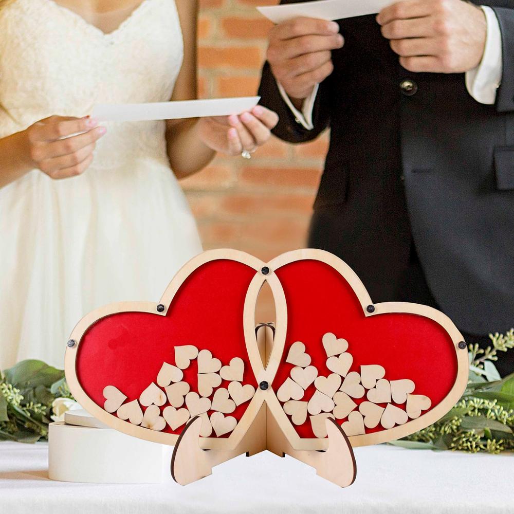 QIFU Wooden Guest Book Sign Love Romantic Wedding Guest Book Party Decoration Wedding Guestbook Wedding Book For The Guests