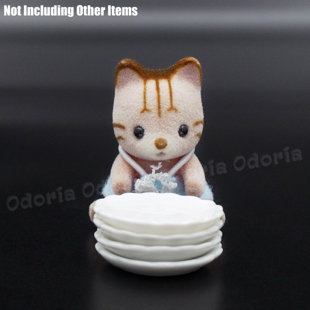 Odoria 1:12 Miniature 4PCS White Porcelain Dishes Ceramic Plates Kitchenware Dollhouse Kitchen Accessories