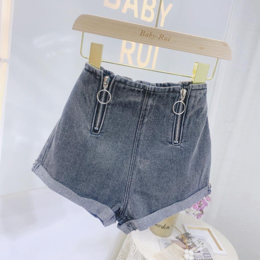 Baby pige denim shorts sommer børn lynlås hit bukser høj talje afslappet løs børn teenagere jeans shorts  y2832: 6t