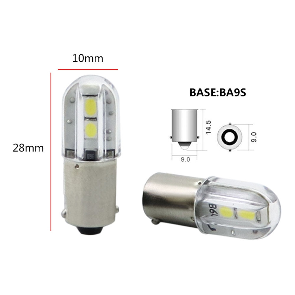 10 Uds E10 bombilla Led Ba9s 6V T4w 1w luz indicadora 6,3 V 12V 24V 48V 60V 120V 220V 2835 4SMD