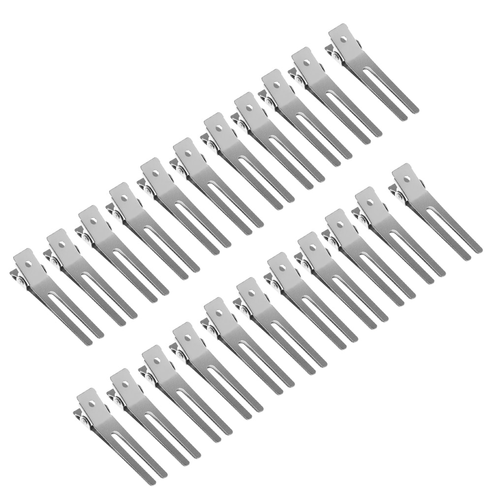 20Pcs Stainless Steel Prong Hair Clips Hairdressing Double Hole Pin Barrettes Curl Setting Section Clips Hair Accessories