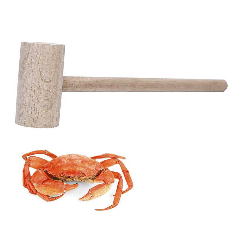 6PCS Crab Hammer Seafood Hammer Knocking Meat Food Small Wooden Hammer Shellfish Hammer Elm Wooden Spoon Wooden Shovel