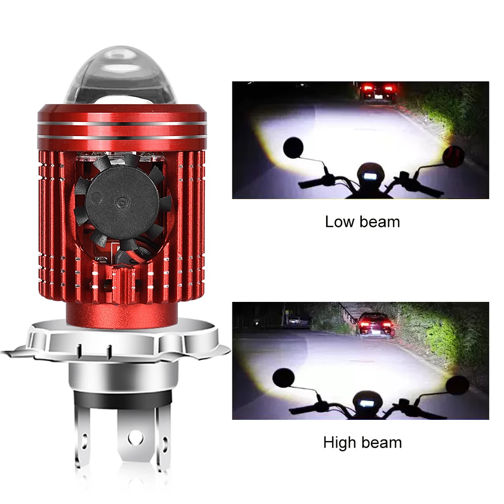 Bombilla para faro de motocicleta, 10000LM, H4/H6, 12V, focos LED para Moto, lente CSP, lámpara Hi Lo blanca y amarilla, accesorios para patinete, luces antiniebla: Azul hielo