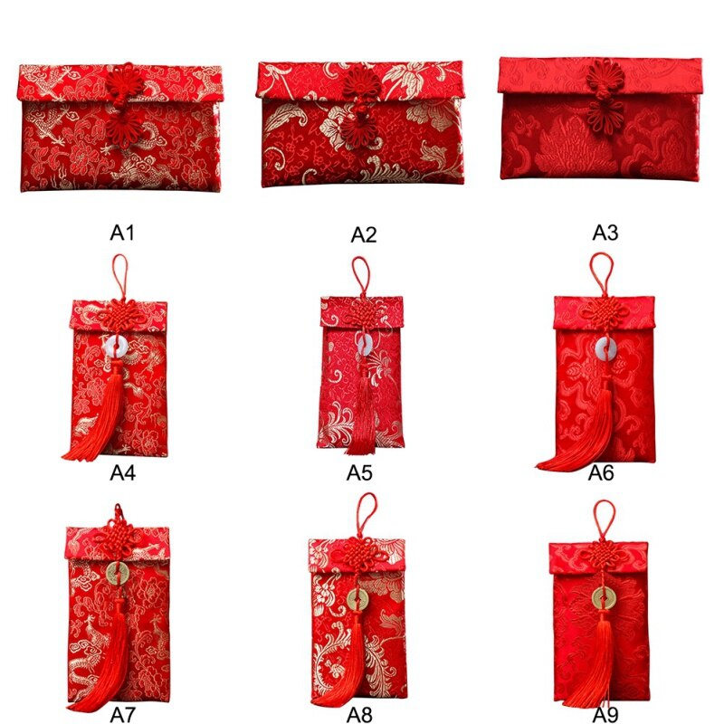 Unieke Hoge Quanlity Stof Rode Envelop Brokaat Voor Bruiloft Verjaardag Nieuwjaar Enveloppen