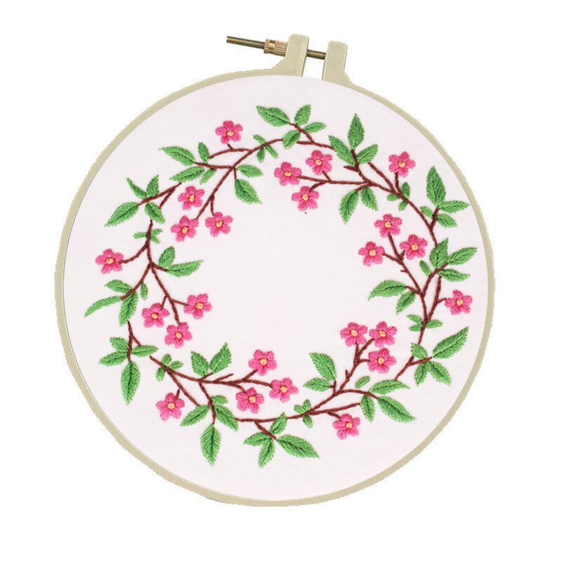 Diy Handwerk Borduurwerk Kit Met Frame Voor Beginner Kruissteek Patroon Gedrukt Handwerken Naaien Art Craft Home Decor: C / 20cm plastic hoop