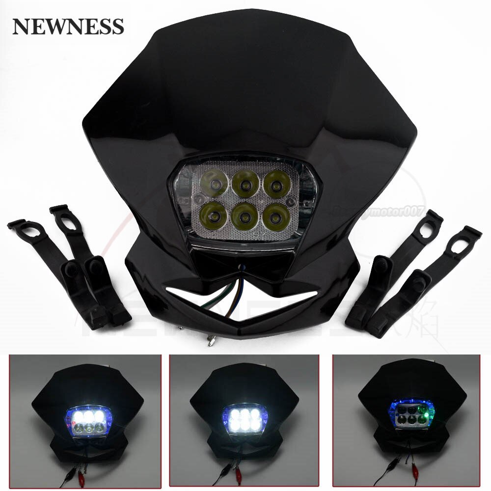Universal Motocross faros LED lámpara Enduro para KLX KDX RMZ DRZ DR XR YZ CR EXC XCF SMR: Black