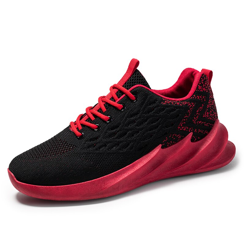 Baskets pour Jogging en maille respirante pour homme, chaussures squelette, collection décontracté, collection à lacets: Rouge / 7