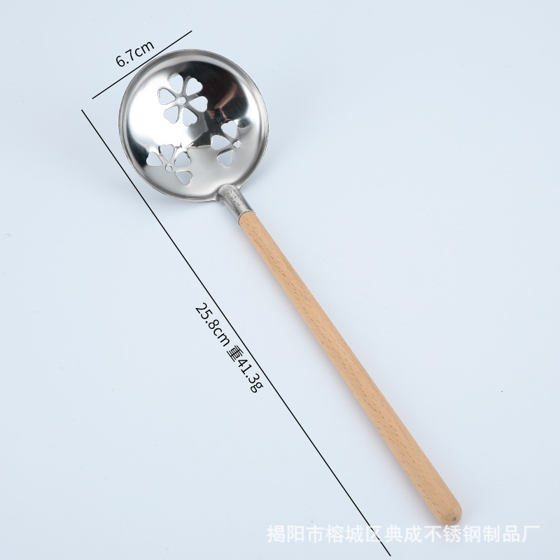 Stainless Steel Soup Spoon/Colander Durable Anti-Corrosion Kitchen Utensils Anti-scald and heat-insulation spoon Soup Pot: 02