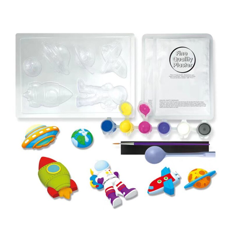Molde de escayola artesanal para niños, juguete de artesanía con pintura, arte colorido, decoración, Festival de cumpleaños, de Navidad: Astronaut no Box