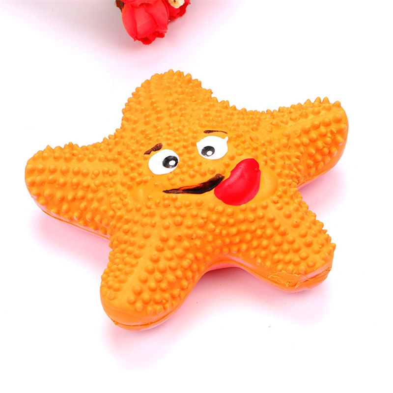 Juguetes para perros juguete de pelota de goma resistente, divertido juguete interactivo de mordedores de juguete para perros con forma de estrella de mar y cangrejo, Bola de comida limpia con dientes de perro