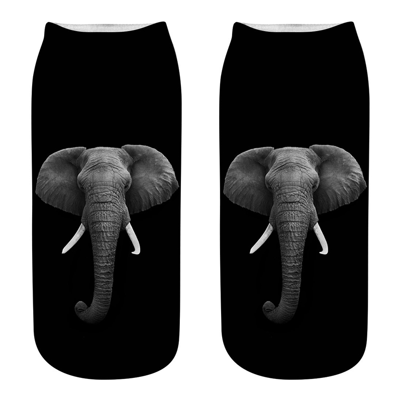 Socks Women 9 Pairs Set Retro Elephant Print Socks Female And Interesting Animal 3D Printed Breathable Cotton Socks
