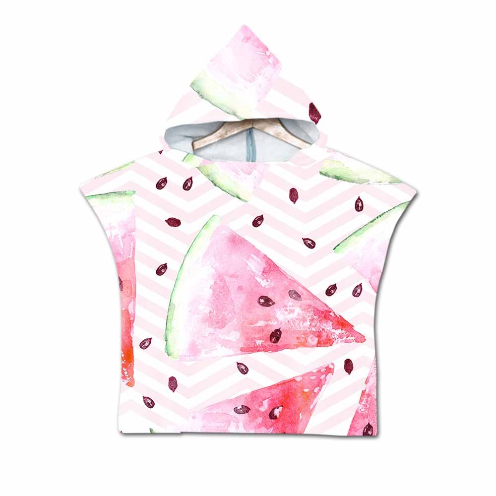 Summer Fruit Watermelon Hooded Towel For Kid Super Soft Microfiber Beach Towel Wearable Towels Coat As 3D Digital Printing: Color 02