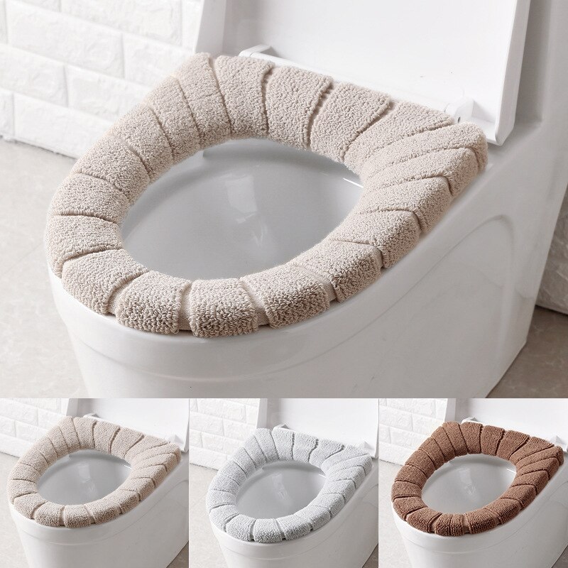 Comfortable Velvet Coral Bathroom Toilet Seat Cover Winter Toilet Cover Household Closestool Mat Seat Case Lid Cover
