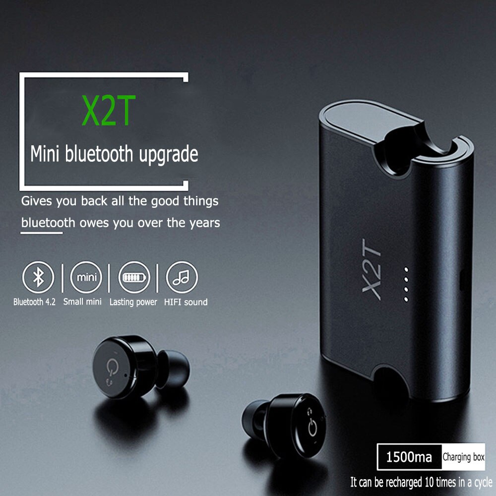 X1T mise à niveau X2T Bluetooth écouteur vrai sans fil écouteurs double Bluetooth 4.2 intra-auriculaires écouteurs 1500mAh boîte de charge casque