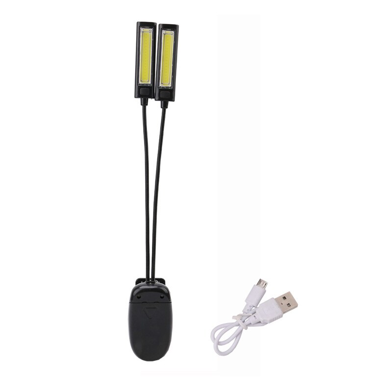 SANYI Flexible Dual Arms Book Reading Desk Tablet Lamp 2 LED Sheet Music Stand Light Student Dormitory Lights With Clip: Two Head