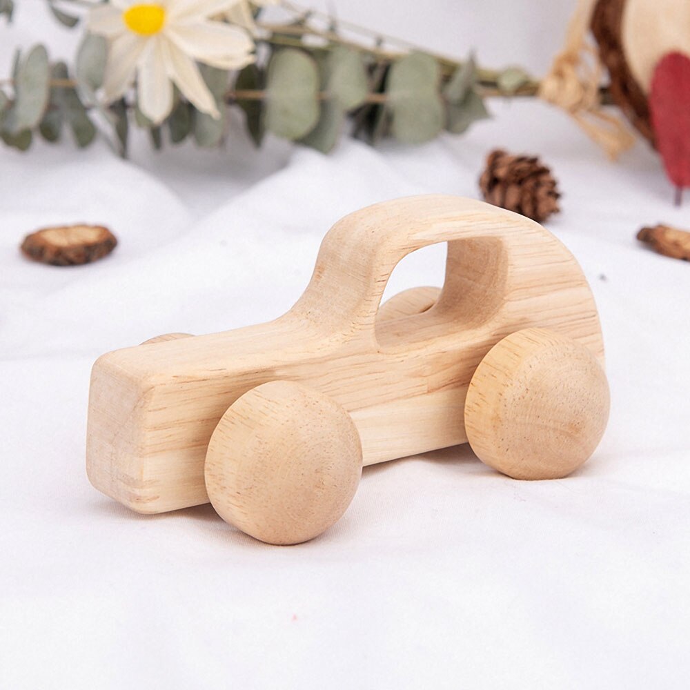 1Pc Peuter Baby Houten Kar Bijtring Inertie Trolley Auto Baby Grijpen Spier Meting Training Handgemaakte Houten Baby Speelgoed: H