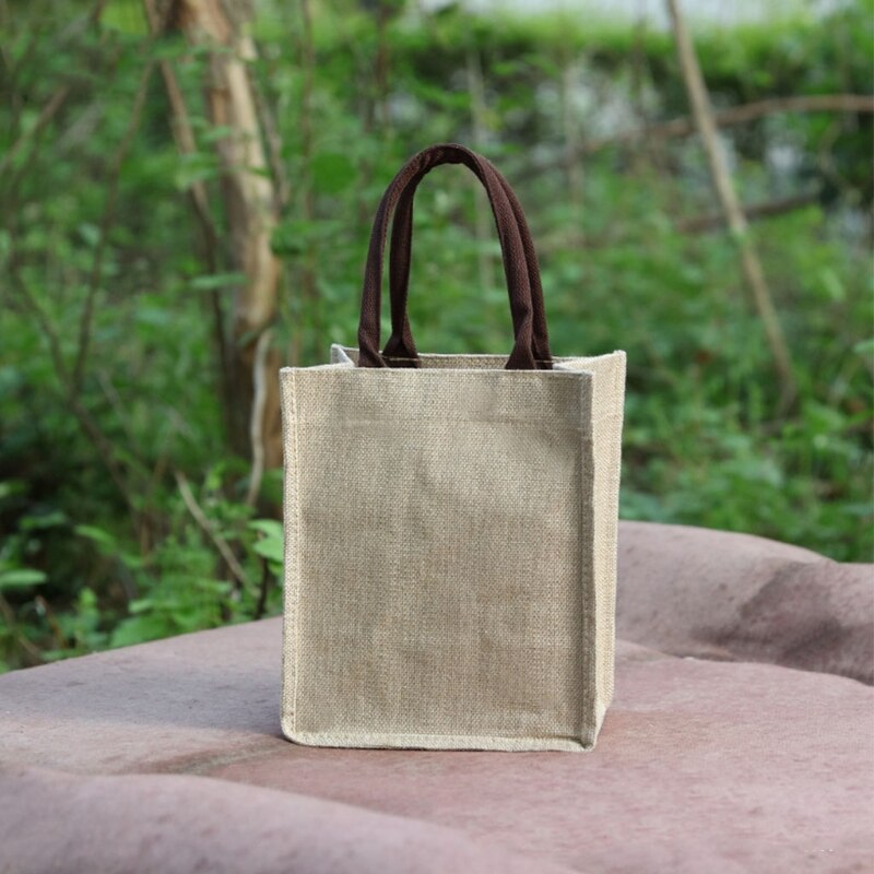 Borse per la spesa riutilizzabili di grandi dimensioni in tela di iuta con manici borsa per la spesa da donna Organizer da spiaggia D0LF