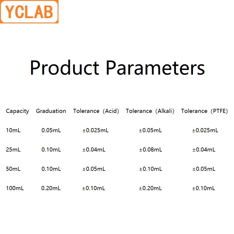 YCLAB-bureta con Línea Azul para laboratorio de vidrio transparente, llave de paso recta con espalda blanca para ácido Clase A, 100mL
