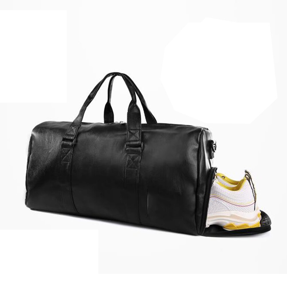 unisex Große Kapazität Reise Duffle Faux Leder Fitnessstudio Fitness Tote Schulter soild farbe Reißverschluss Tasche freies