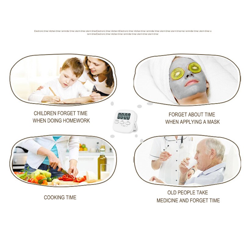 Digital Kitchen Timer Big Digits Loud Alarm Magnetic Backing Stand with LCD Display for Cooking Baking Sports таймер кухонный