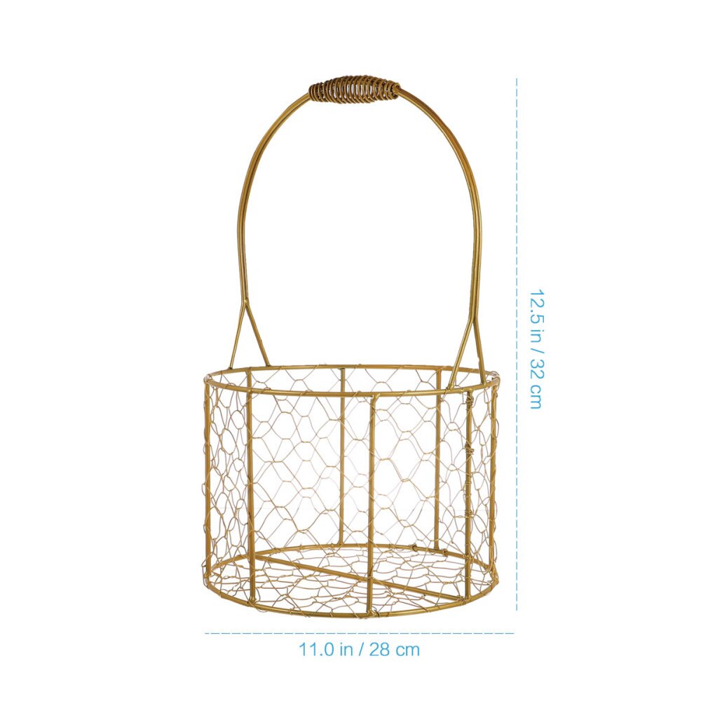 1Pc Woven Woven Box Exquisite Basket for Wedding (Golden, Round)