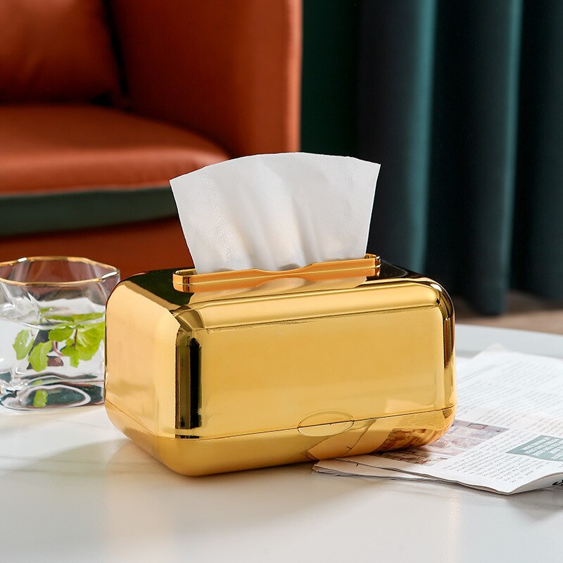 Porte-serviettes en papier doré, boîte à mouchoirs de cuisine, organisateur d'ornement artisanal, porte-serviettes de bureau: Gold plated