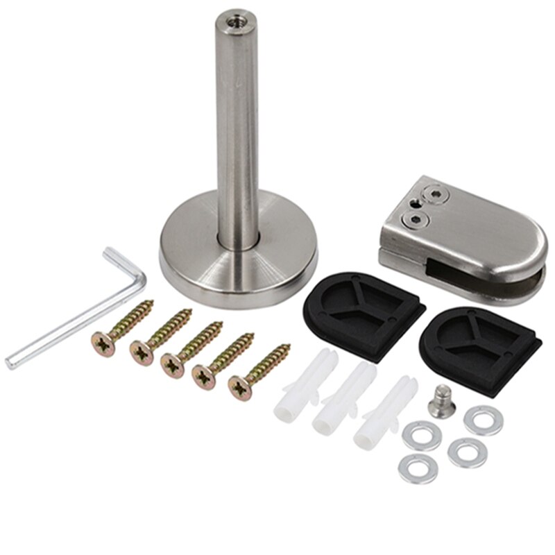 Stainless steel Glass Clips Wall Mounted Glass Shelf Clamp Bracket Base Holder with Support Rod