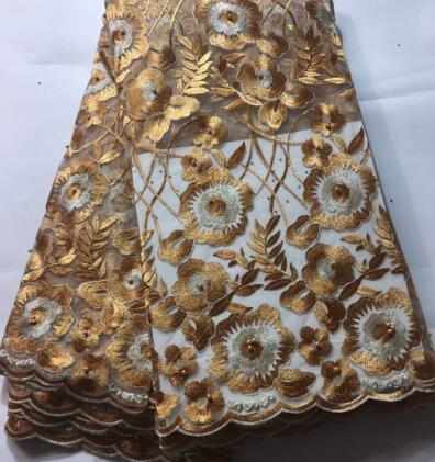 Marineblå afrikanske perler blondestof broderet nigeriansk blondestof fransk tyl blondestof til kvinder ylm 032