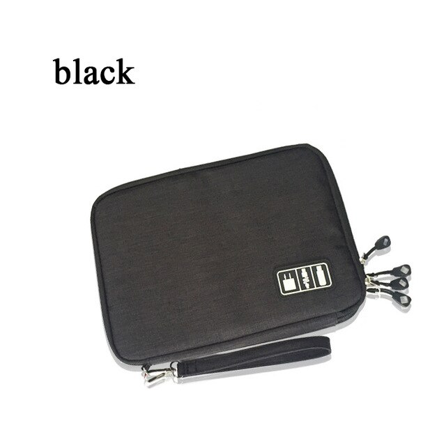 Yesello Digital Gadget Organizer Bag - Travel Case for iPad, Cables, Earphones, Pen, Power Bank - 28x20x5cm: Black / L